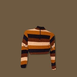 Striped glitter crop top long sleeve